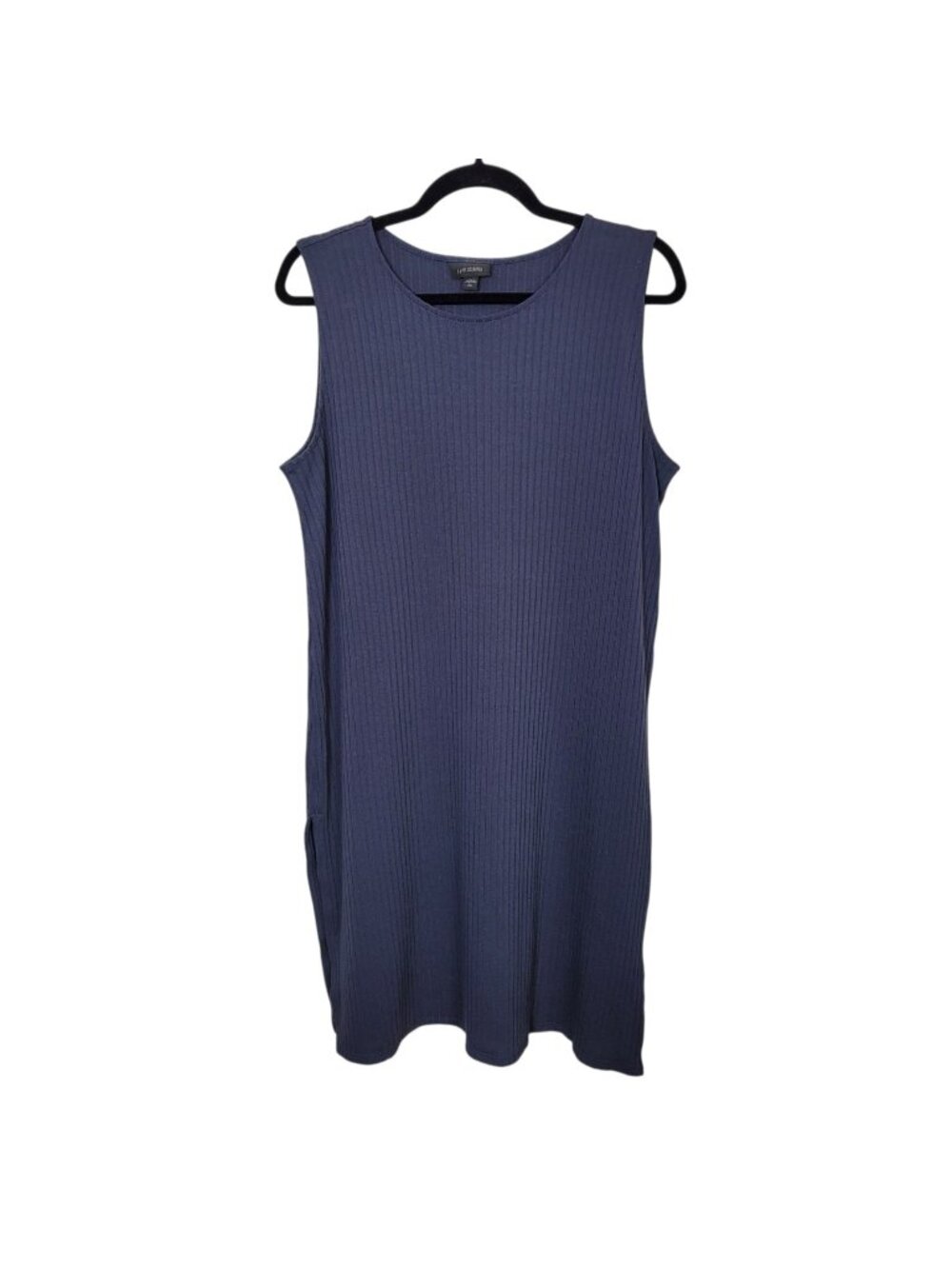 J. Jill Wearever Collection Carbon Blue Ribbed Split Hem Shift Dress Large Tall
